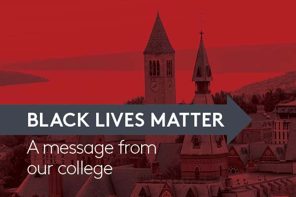 black lives matter graphic with the words a message from our college