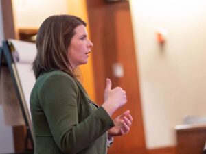 Martha Hilton, VP of Produce at Wegmans, speaking at the executive program