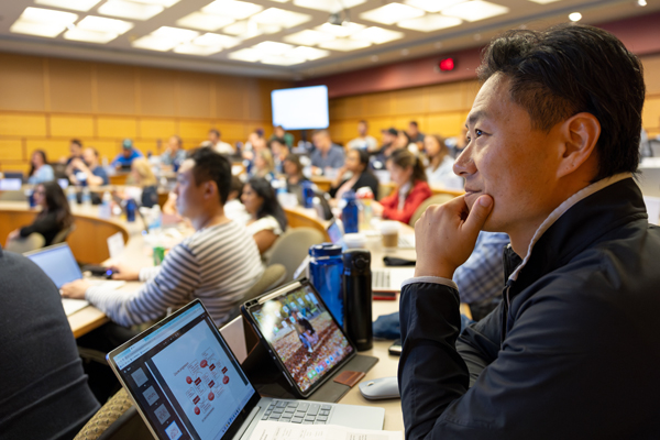 Male business student in a classroom